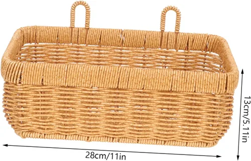 Miniatura 6 de Cesta de cebolla colgante tejida a mano, contenedor de almacenamiento de pared para despensa del hogar, cesta decorativa de almacenamiento