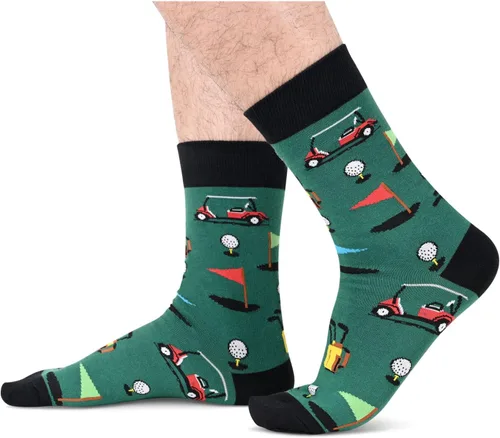 Miniatura 2 de HAPPYPOP Calcetines novedosos para hombres, regalos de bolos, para acampar, golf, bolos, bandera estadounidense, alienígena, matemáticas, música