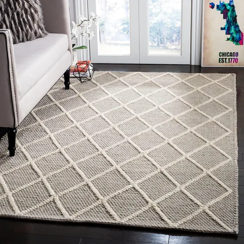 Miniatura 22 de SAFAVIEH Colección Natura - Alfombra decorativa de 2 x 3 pies, gris, hecha a mano de lana y viscosa, ideal para áreas de alto tráfico en entrada