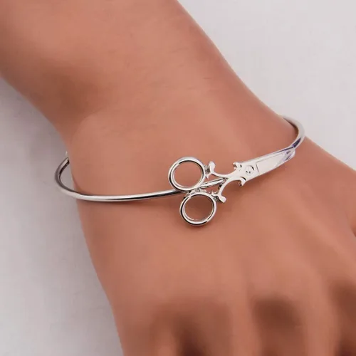 Miniatura 5 de Pulsera de tijeras minimalistas apilable de alambre ajustable para peluquería