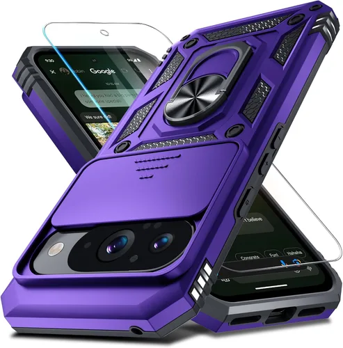 Miniatura 31 de Janmitta - Funda compatible con Google Pixel 9 Pro XL con cubierta deslizante para lente de cámara incorporada + protector de pantalla + soporte