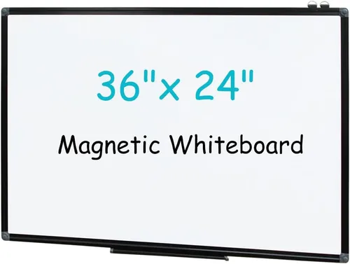 Miniatura 13 de XIWODE Pizarra magnética grande de borrado en seco de 32 x 44 pulgadas, marco de aluminio negro montado en la pared, suave y duradero, sin fantasmas