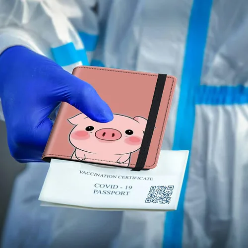 Miniatura 5 de Combo de portatarjetas de pasaporte y vacunación, soporte para pasaporte con ranura para tarjeta de vacunación CDC, cartera con bloqueo RFID