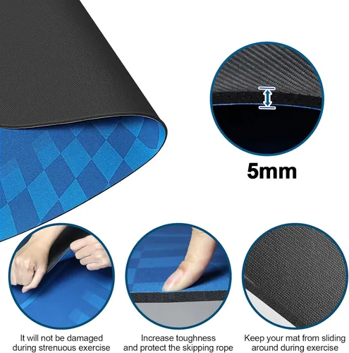 Miniatura 7 de Tapete para Saltar la Cuerda para Exteriores e Interiores, Oval de 52'' x 36'' Tapete de Ejercicio Fitness Antideslizante, Absorción de Impactos
