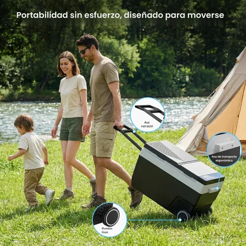 Miniatura 5 de Feelfunn Refrigerador de 12 voltios de 45 cuartos (42 L), refrigerador de coche de doble zona con ruedas, enfriador eléctrico de -4 °F a 68 °F