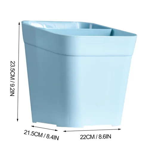 Miniatura 2 de Zerodeko Cubo de basura de cocina de doble compartimento, 2 compartimentos, cesta de basura de plástico para oficina en casa, color azul
