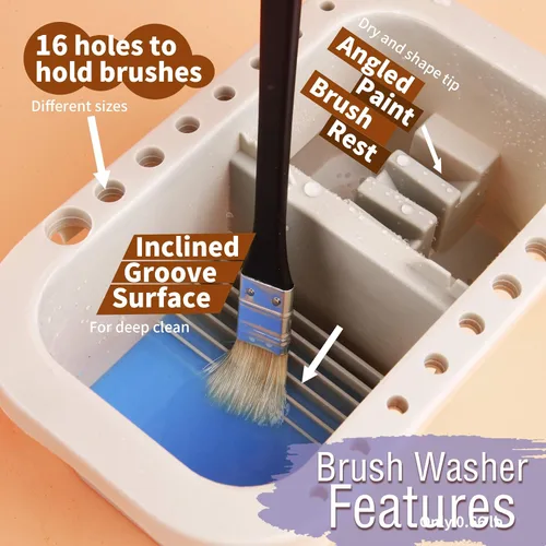 Miniatura 3 de Caddy Multiusos para Pinceles de Pintura con Soporte, Lavador, Bandejas, Caja de Paleta - Taza Limpiadora para Artistas para Pinturas de Acuarela