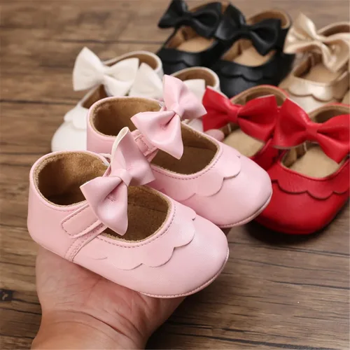 Miniatura 4 de myppgg Zapatos planos Mary Jane para bebé niña, con lazo brillante, vestido de princesa, zapatos de cuna antideslizantes para niños pequeños que