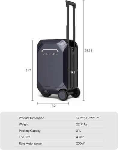Miniatura 9 de Smart Equipaje manejable equipaje de mano con ruedas enrollables, 22 x 14 x 9-TSA, carcasa rígida de 22 pulgadas aprobada por aerolíneas, maleta