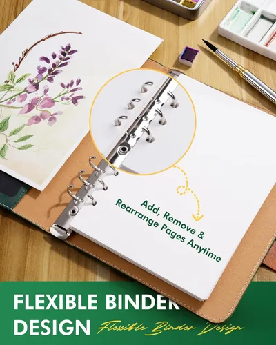 Miniatura 5 de Fuumuui Cuaderno de bocetos de acuarela con pincel de viaje de doble punta, bloc de papel de acuarela, 100% algodón sin ácidos, prensa en frío