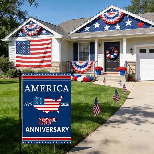 Miniatura 8 de Bandera de jardín con el 250 aniversario de Estados Unidos, bandera de Estados Unidos del 250 aniversario, bandera patriótica de 250 años, letrero
