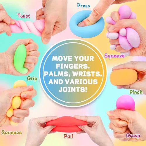 Miniatura 3 de Paquete de 8 pelotas antiestrés de aumento lento, bolas antiestrés para niños y adultos, juguetes elásticos para aliviar la ansiedad, terapia