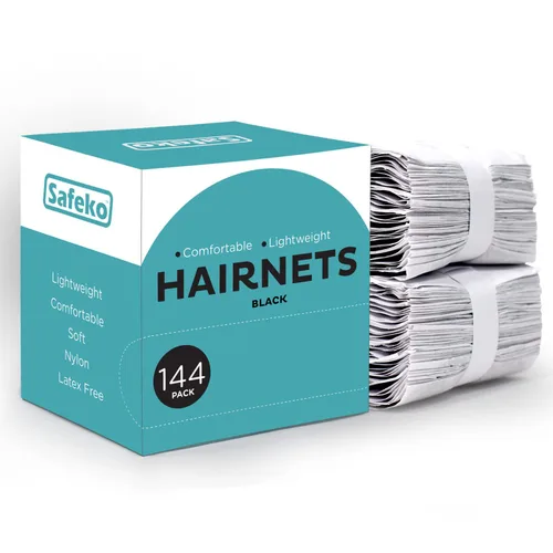 Miniatura 2 de Redes para el cabello, 144 unidades, envueltas individualmente, mallas de nailon ligeras, sin látex, color negro, grande (24 pulgadas)