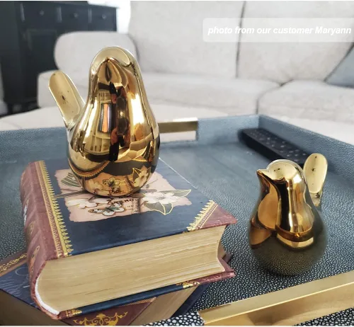 Miniatura 2 de Decoración de cerámica para el hogar, diseño de pájaros dorados, decoración de casa de campo, 2 piezas