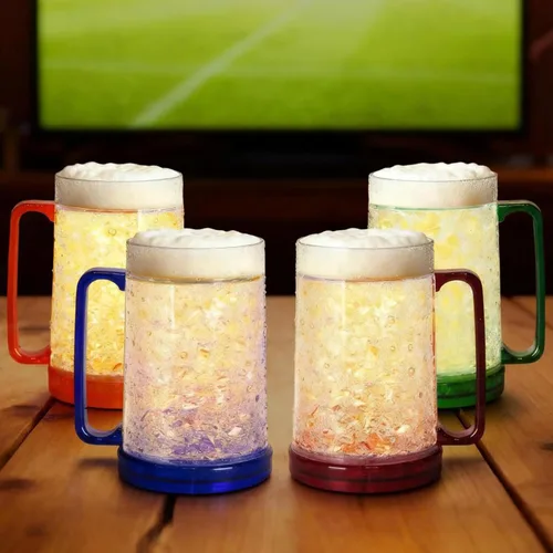 Miniatura 2 de Lily's Home Juego de 4 tazas acrílicas rellenas de gel de doble pared de 16 onzas, ideales como vasos de moda antigua en barbacoas y fiestas