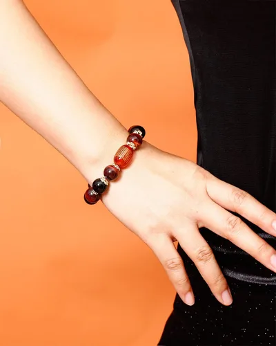Miniatura 6 de Jewever Pulsera de triple protección Feng Shui Healing Stretch- Ojo de tigre - Obsidiana - Sutra ágata cuentas 0.472 in Piedra Unisex Joyería, Gema