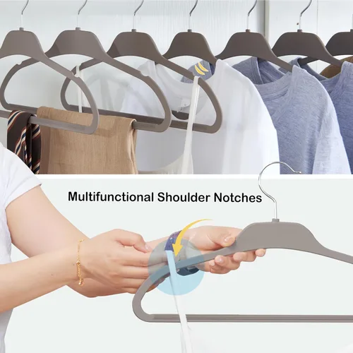 Miniatura 4 de Perchas de plástico para ropa, perchas de goma antideslizantes mejoradas, perchas de ropa duraderas no aterciopeladas, 15.7 pulgadas para ropa