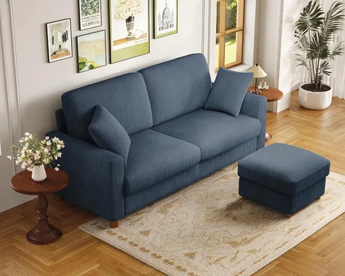 Miniatura 25 de Kidirect Silla de acento extragrande de 35.5 pulgadas, sillas de sala de montaje fácil, silla de lectura de pana para dormitorio, sillas de acento