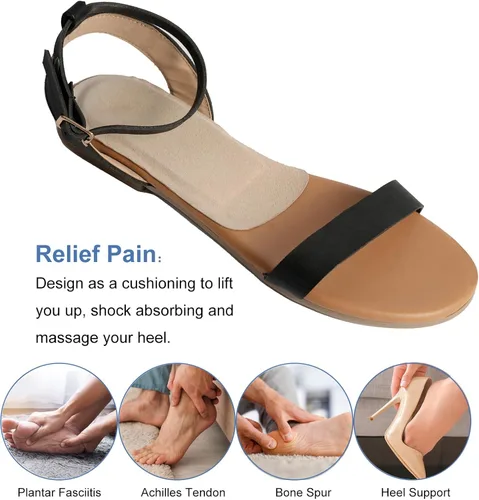 Miniatura 6 de 2 pares de cojines de talón de piel de cerdo para mujer, fascitis plantar, espolón óseo en el talón, tendón de Aquiles, adhesivo de 0.32 pulgadas