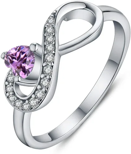 Miniatura 40 de Anillo Jo Wisdomo de compromiso. de plata esterlina, con corazón e infinito, anillo de amistad, para ella