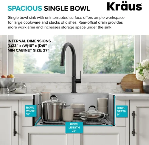 Miniatura 4 de KRAUS KWT311-25 Kore - Fregadero de cocina con estación de trabajo de 25 pulgadas, empotrado, acero inoxidable de calibre 16, con reborde integrado