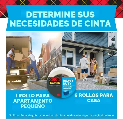 Miniatura 5 de Cinta para embalaje pesado Scotch 1.88 pulg x 54.6 yards, Transparente