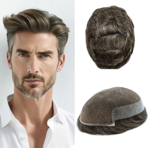 Miniatura 15 de FACE MIRACLE - Tupé frontal de encaje francés para hombres, sistema de reemplazo de cabello humano de encaje con pieza de pelo de poliuretano