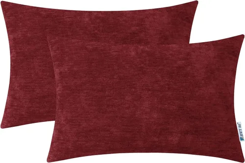 Miniatura 22 de HWY 50 Juego de 2 fundas de cojín decorativas de color rojo burdeos de 16 x 16 pulgadas para sofá, cama, sala de estar, felpilla suave y cómoda
