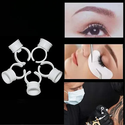 Miniatura 4 de 100 unids Microblading Pigmento Pegamento Anillos Tatuaje Tinta Titular Para Pestañas Anillos de Extensión Diámetro: 0.551 in