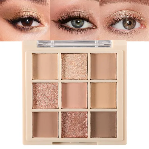 Miniatura 44 de Erinde Paleta de maquillaje de sombra de ojos de 9 colores con purpurina y lavanda brillante y mate, violeta, malva, púrpura oscura, plateado