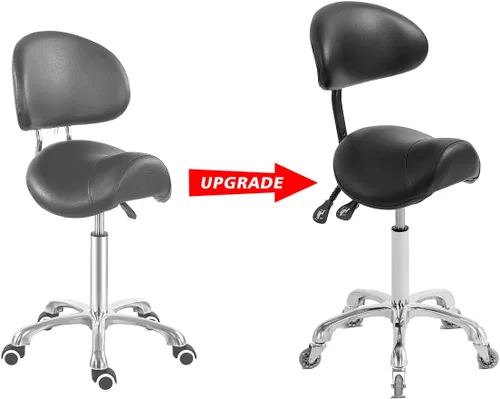 Miniatura 4 de Antlu Taburete Silla con Ruedas con Soporte para la Espalda, Taburete de Silla Dental de Esteticista Tatuaje, Sillas de Pestañas para Técnico