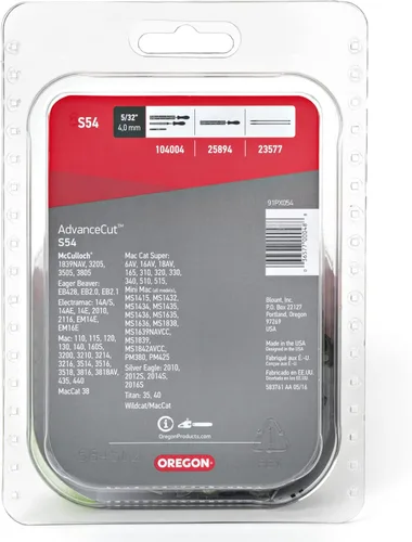 Miniatura 4 de Oregon S54 AdvanceCut Cadena de motosierra de repuesto para barras guía de 16 pulgadas, 54 eslabones de transmisión, paso 38 pulgadas, calibre .050