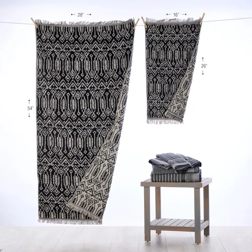 Miniatura 3 de SKL Home Nador Jacquard - Toalla de baño, color negro