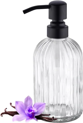 Miniatura 21 de Dispensadores de jabón de vidrio para cocina y baño, botella de vidrio pesado de 16 onzas, bomba de níquel cepillado de acero inoxidable