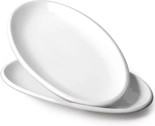 Miniatura 7 de DOWAN Platos de servir de 14 pulgadas para entretenimiento, platos blancos ovalados, bandejas y platos para servir para fiestas, aptos para horno