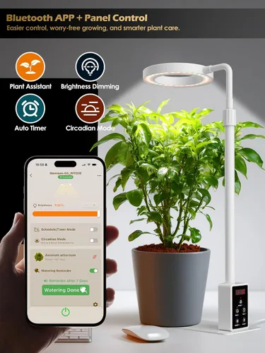 Miniatura 2 de Luz de cultivo con soporte, luz LED para plantas de interior, lámpara de cultivo de espectro completo, altura ajustable (blanco, 12 W)