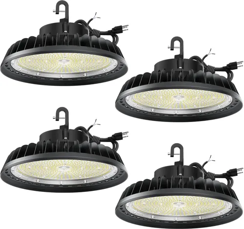 Miniatura 9 de UFO - Luz LED de alta bahía de 100 W, luces LED de alta bahía de 14,000LM, 0-10 V, regulable, cable de 6 pies con enchufe estadounidense, gancho