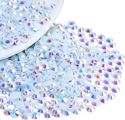 Miniatura 27 de 2000 piezas de brillantes de resina con parte trasera plana de 4 mm, brillantes de resina de gel AB azul claro/azul cielo para tazas, botellas, Azul