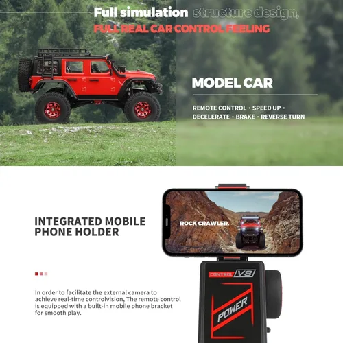 Miniatura 4 de HTLNUZD 1/24 RC Truck 2428 4WD Electric RC Rock Crawler con luz LED 130 Motor de cepillo de carbono 3KM/H Todo Terreno Off Road Racing Car