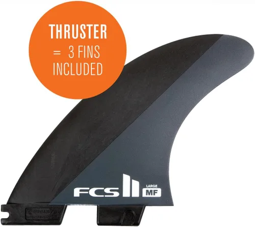 Miniatura 2 de FCS II Mick Fanning Neo Carbon - Tres aletas grandes de carbono, color negro y carbón, diseñadas para potencia, velocidad y respuesta rápida, ideal