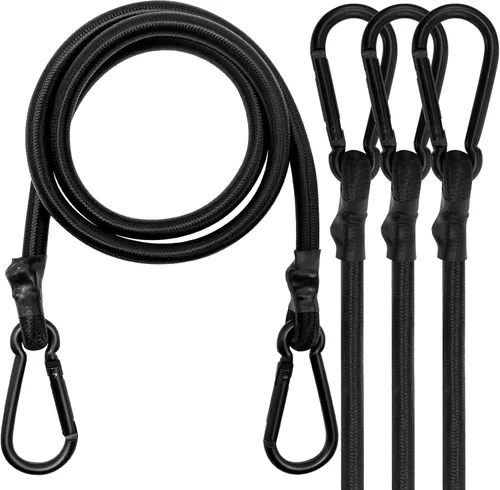 Miniatura 14 de Cuerdas elásticas con mosquetón, cuerdas elásticas resistentes de 18 pulgadas de largo con clip de mosquetón para exteriores, cuerda elástica negra