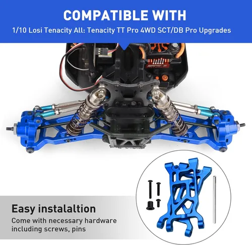 Miniatura 4 de Brazo delantero de aluminio Set Suspensión A-Arms para 1/10 Losi Tenacity Todos: Tenacity TT Pro 4WD SCT/DB Pro Actualizaciones, Sustituye LOS234016