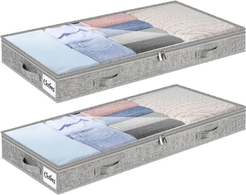 Miniatura 23 de Contenedores de almacenamiento debajo de la cama, paquete de 2 unidades, 4 pulgadas delgado de perfil bajo debajo de la cama, organizador