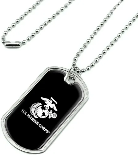 Miniatura 2 de GRAPHICS & MORE Colgante de placa de perro militar con logotipo blanco en negro con cadena