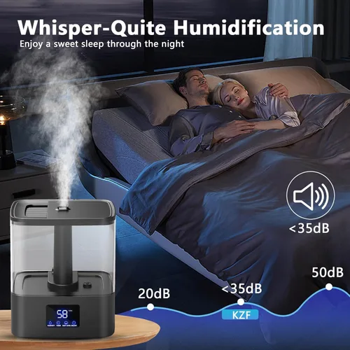 Miniatura 6 de KZF Humidificadores de llenado superior de 4 L para dormitorio y tiempo de funcionamiento de 60 horas, humidificador de niebla fría, 3 niveles