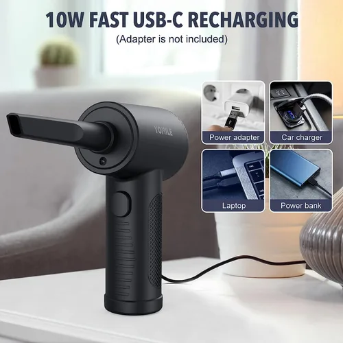 Miniatura 5 de Yomile - Plumero de aire comprimido, 2 en 1, 120000 RPM inalámbrico con batería de 7600 mAh soplador de polvo para limpiador de teclado, soplador