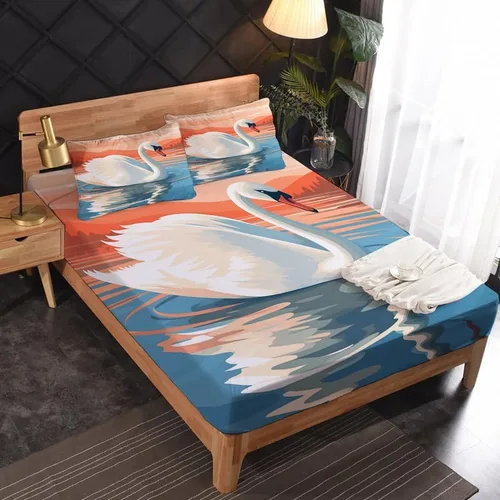 Miniatura 2 de Swan Sheets - Juego de sábanas de tamaño individual, sábanas de microfibra suave y bolsillo profundo, sábanas y fundas de almohada estampadas sin