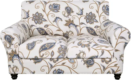 Miniatura 26 de SearchI Funda elástica para sofá con estampado, Fundas para sofá con diseño floral, 2 piezas de funda elástica para sillón con funda de cojín