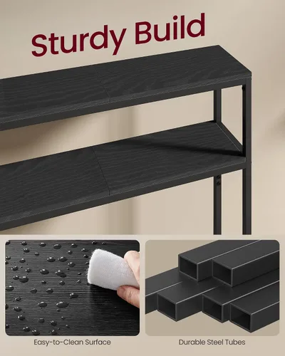 Miniatura 4 de VASAGLE Mesa consola, mesa de sofá estrecha de 2 niveles con 2 estantes, 7.9 x 31.5 x 31.5 pulgadas, para sala de estar, pasillo, entrada, gris