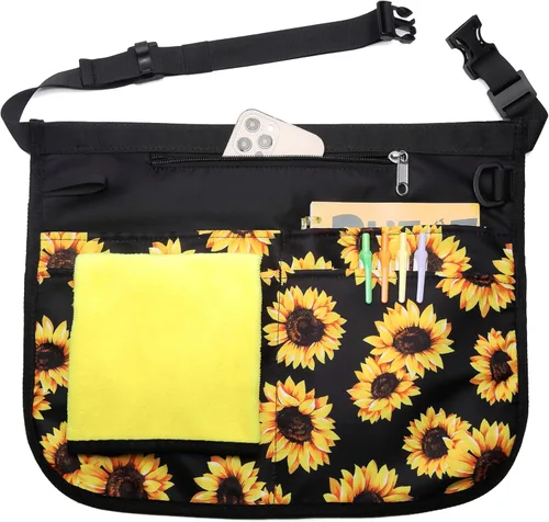 Miniatura 8 de Delantal de servidor impermeable para mujeres con 5 bolsillos, se pone y se quita rápidamente, delantales de camarera, delantal de trabajo